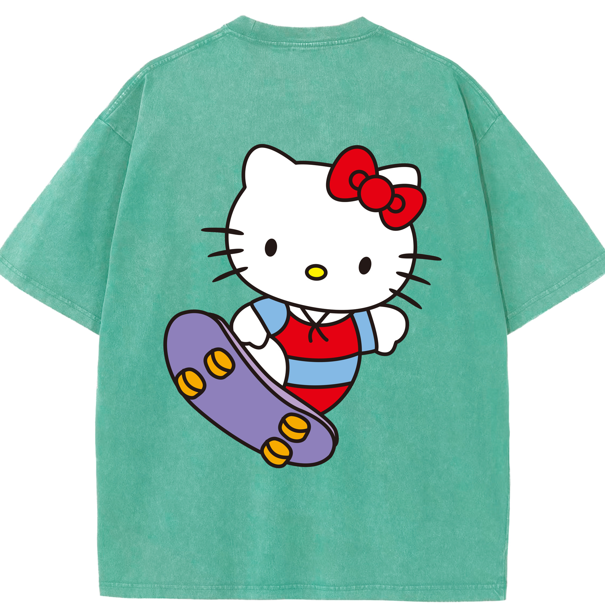 （画像用） Hello Kitty ハローキティ 綿100% ヴィンテージ風 半袖Tシャツ（背面プリント）